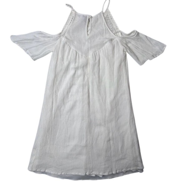 Speechless Women's White Short Cold Shoulder Dress Crochet Detail Size S Boho - Picture 2 of 12